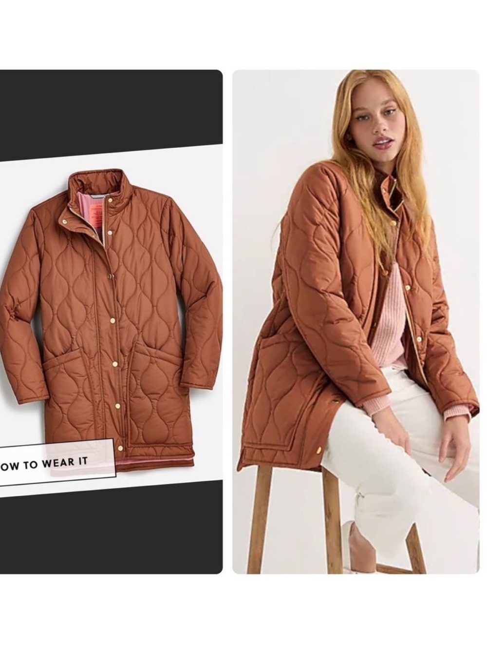 J Crew Signature Puffer Cocoon Women’s Coat Nutmeg Brown Small